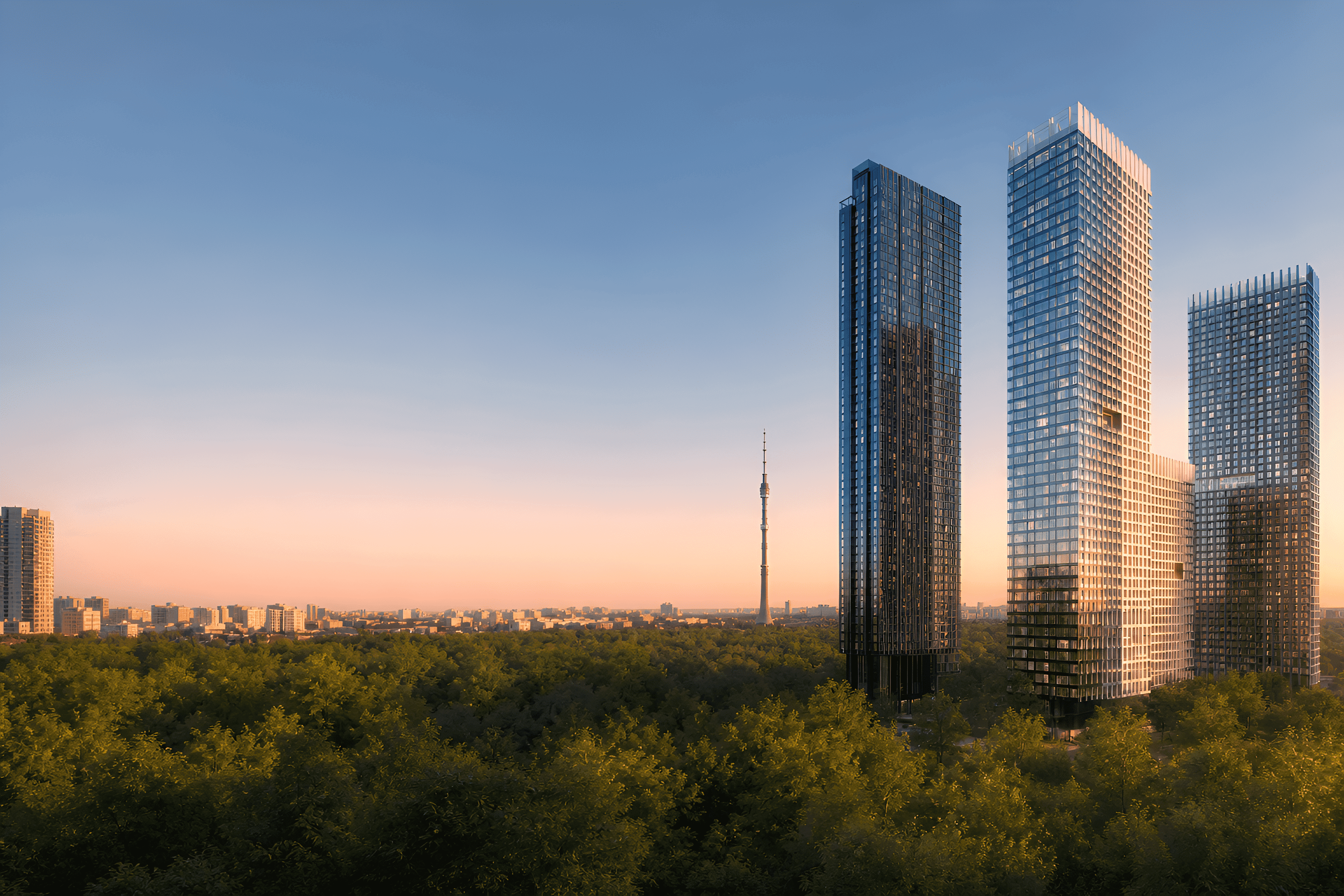 Современный квартал небоскрёбов Upside Towers